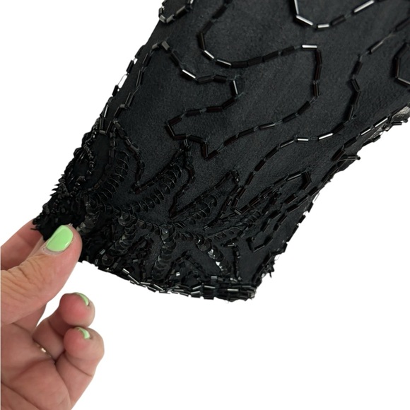 JMD New York Beaded Silk Black Jacket Cardigan Holiday Party Evening Wear - Picture 4 of 9